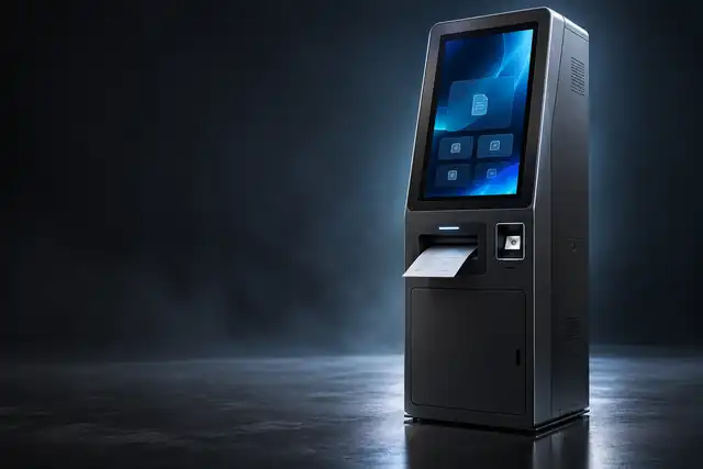 Concept render of a modern self-service printing kiosk